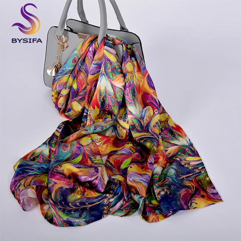 [BYSIFA] New Luxury Pure Silk Scarf Shawl