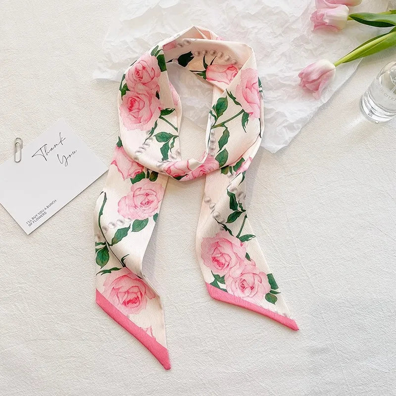 Rose Pink Long Strip Double-sided Small Silk