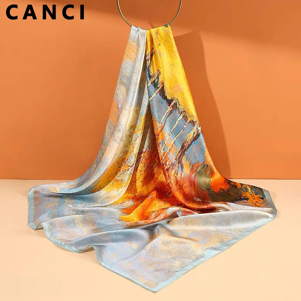 100% Pure Mulberry Silk Women Square Scarf