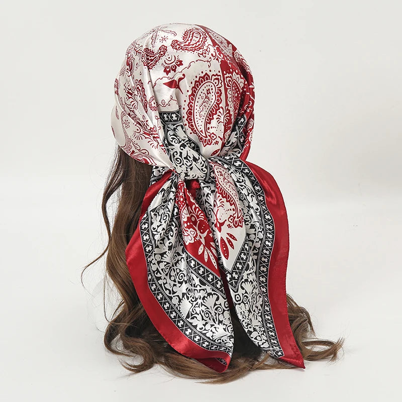 Satin Square Scarf Women Muslim Hijab Elegant