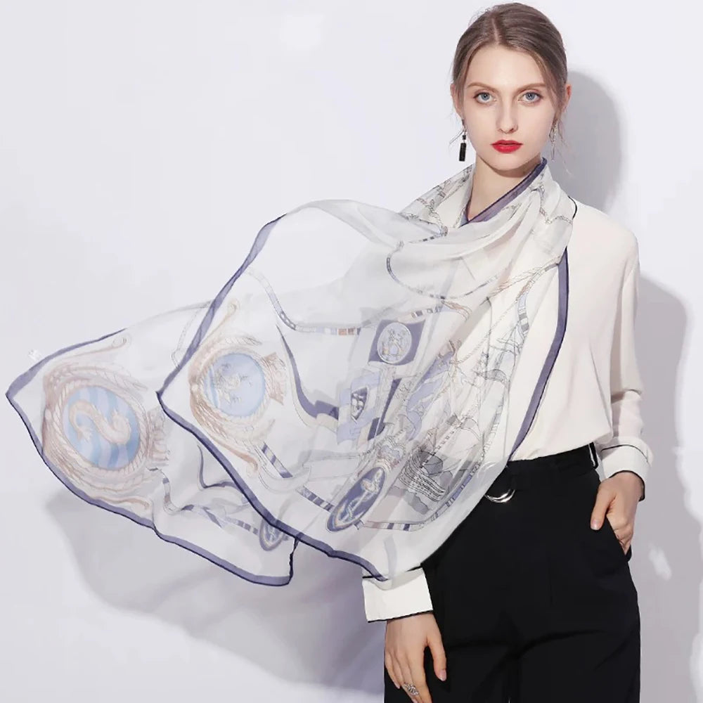 100% Pure Mulberry Silk Women Long Scarf
